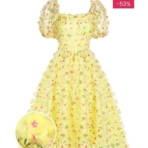 Retro Stage Flower puff dress